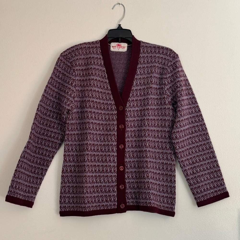 Net-a-porter size 16  Burgundy and Purple Cardigan Sweater 100% wool